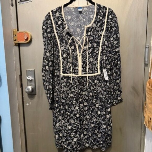 Retro Boho Antique Floral Mini Swing Dress with Puff / Balloon Sleeves - NWT - Picture 4 of 16